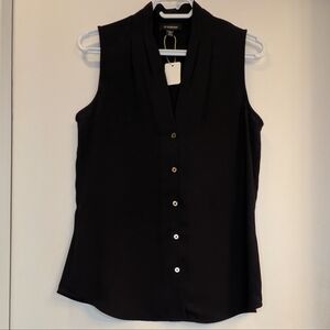 Le Chateau Black Button Up Sleeveless Blouse